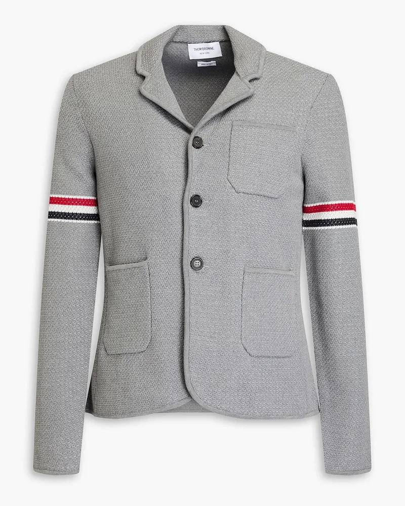 Thom Browne Blazer aus Tweed aus einer Baumwollmischung mit Streifen Grau