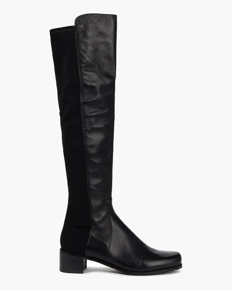 Stuart Weitzman Stretch knit-paneled leather over-the-knee boots Schwarz