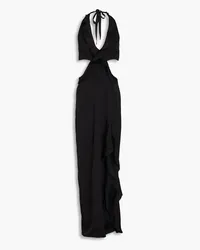 NICHOLAS Summer Neckholder-Maxikleid aus Crêpe de Chine aus einer Seidenmischung mit Cut-outs Schwarz