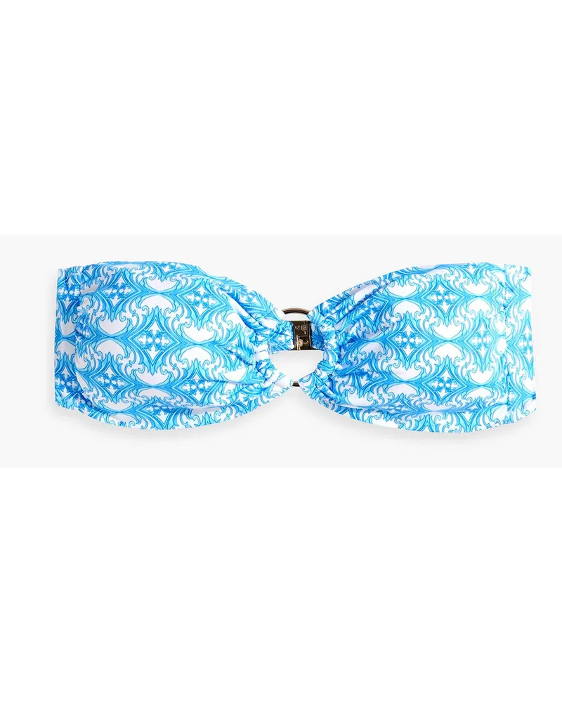 Melissa Odabash Tortola Bandeau-Bikini-Oberteil mit Print und Ringdetails Blau