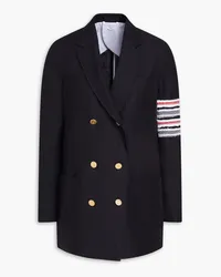 Thom Browne Doppelreihiger Blazer aus Leinen mit Streifen Blau