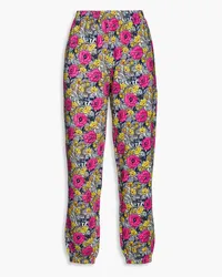 RHODE Crete floral-print cotton-fleece track pants Blau