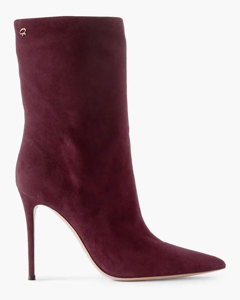 Gianvito Rossi 105 Ankle Boots aus Veloursleder Burgunderrot