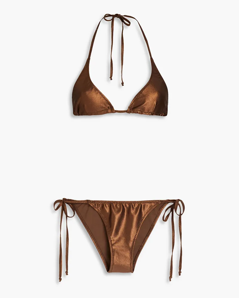 Lisa Marie Fernandez Pamela Triangel-Bikini mit Metallic-Effekt Braun