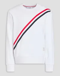 Thom Browne Sweatshirt aus Baumwollfrottee mit Streifen Weiß