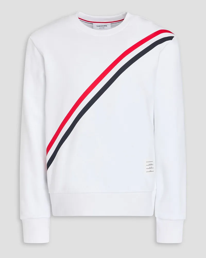 Thom Browne Sweatshirt aus Baumwollfrottee mit Streifen Weiß