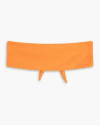 Mara Hoffman Abigail geripptes Bandeau-Bikini-Oberteil mit Knotendetail Orange