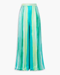 HALPERN Hose mit weitem Bein aus gestreiftem Satin Blau