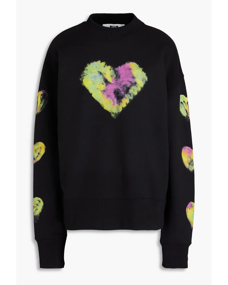 MSGM Sweatshirt aus Baumwollfrottee mit Print Schwarz