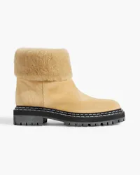 Proenza Schouler Ankle Boots aus Veloursleder mit Shearling-Futter Neutral