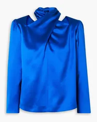 Dries van Noten Bluse aus Seidensatin mit Cut-outs Blau