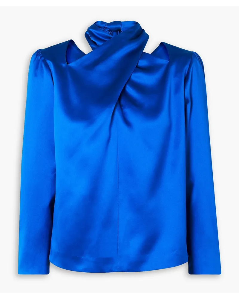 Dries van Noten Bluse aus Seidensatin mit Cut-outs Blau