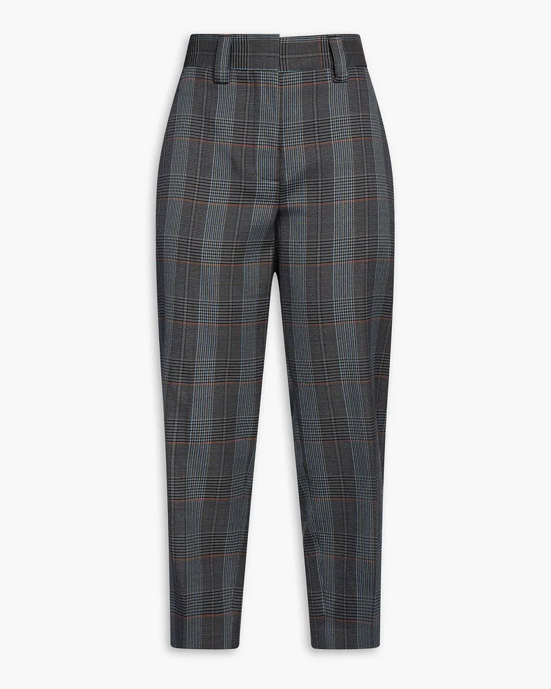 Acne Studios Cropped Karottenhose aus einer Wollmischung mit Glencheck-Muster Blau