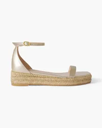 Stuart Weitzman Espadrille-Sandalen aus -Leder mit Plateau Metallic