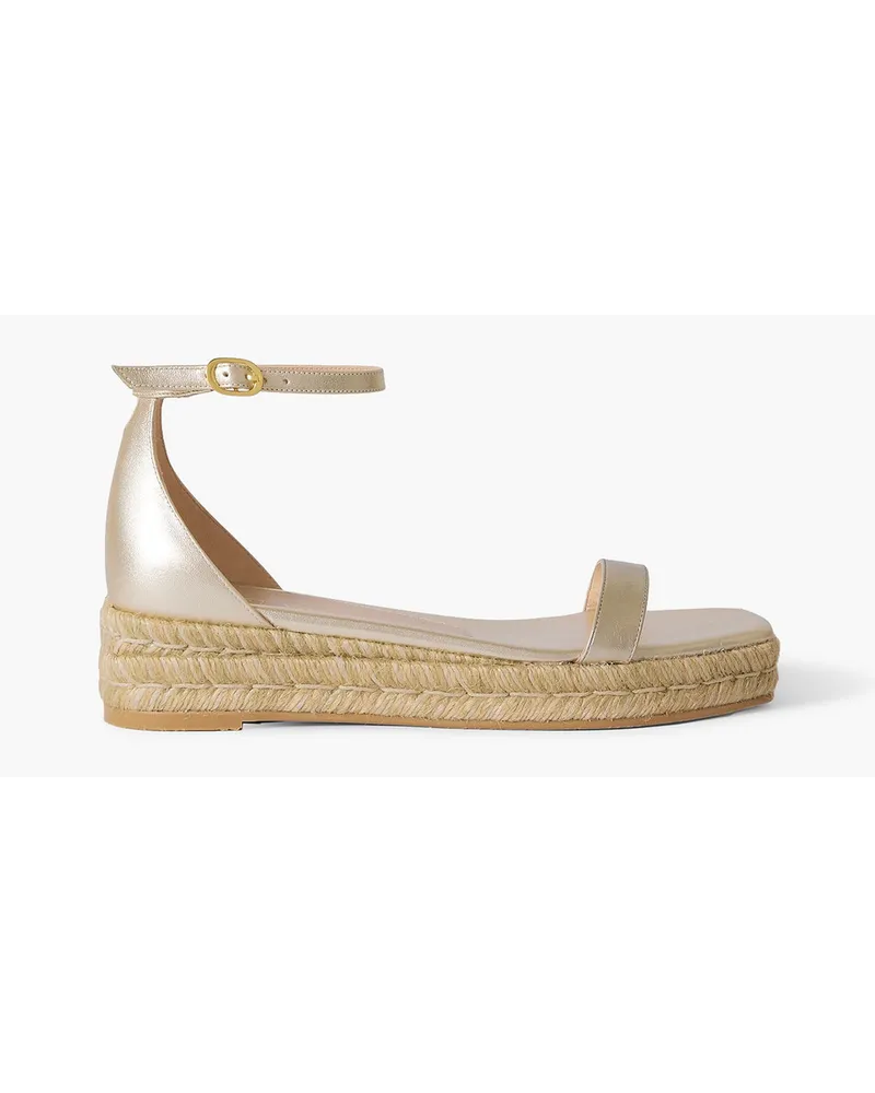 Stuart Weitzman Espadrille-Sandalen aus -Leder mit Plateau Metallic