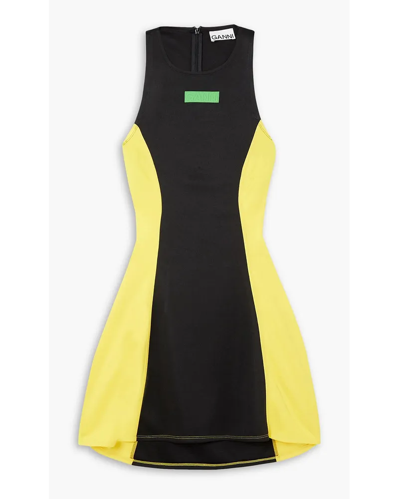 Ganni Tennis-Kleid aus recyceltem Jersey mit Cut-out und Applikation Schwarz