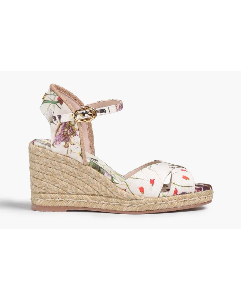 Stuart Weitzman Espadrilles aus Twill mit floralem Print Weiß