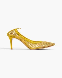 Gianvito Rossi Alisia 70 Pumps aus Mesh Gelb