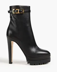 Sergio Rossi Ankle Boots aus Leder mit Plateau und Schnalle Schwarz