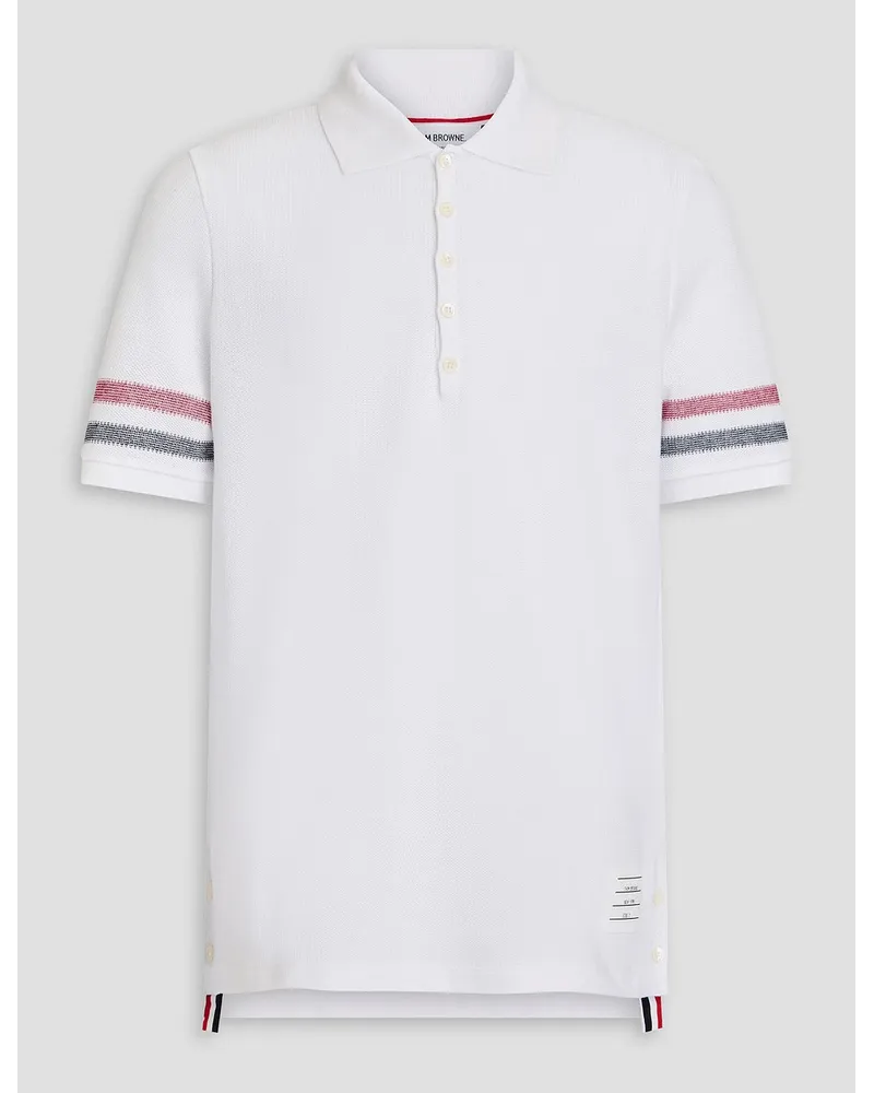 Thom Browne Poloshirt aus Baumwolle mit Streifen Weiß