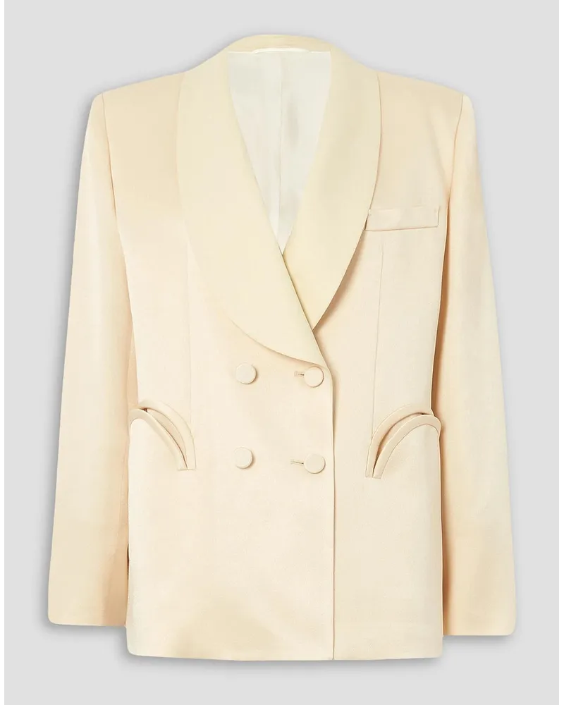 Blazé Milano Novalis doppelreihiger Blazer aus glänzendem Crêpe mit Twill-Besätzen Weiß