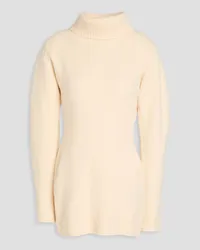 Jil Sander Rollkragenpullover aus Wolle mit Cut-outs Weiß