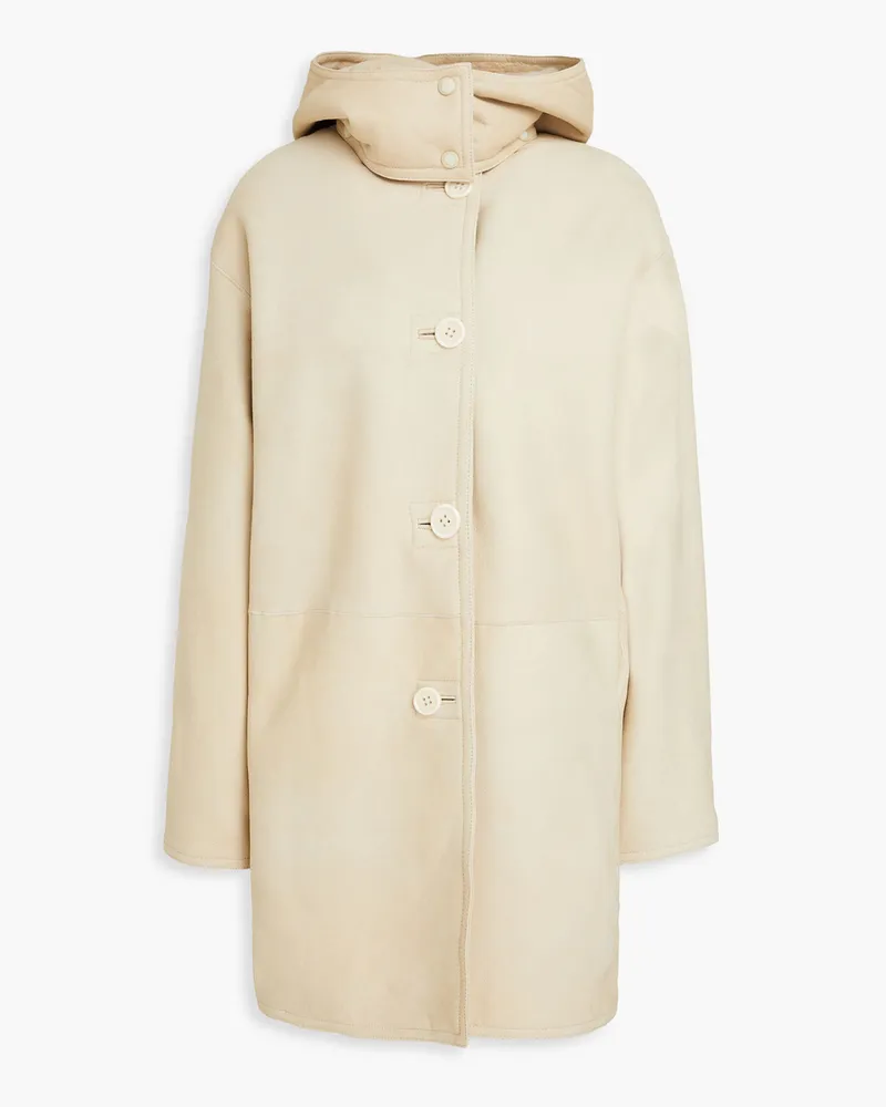 Theory Wendbarer Kapuzenmantel aus Shearling Neutral