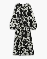 lemlem Sea Maxikleid aus Crêpe de Chine mit Blumenprint Schwarz