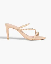 Stuart Weitzman Dancer Pearl 80 Mules aus Veloursleder mit Verzierung Neutral