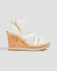 Jimmy Choo Prisma 100 Espadrille-Wedges aus Leder Weiß