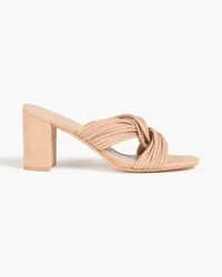 Stuart Weitzman Twist Block 75 Mules aus Veloursleder Neutral