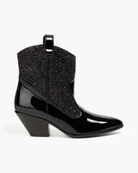 Giuseppe Zanotti Elna Cowboy Boots aus Lackleder mit Glitter-Finish Schwarz