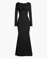 Badgley Mischka Robe aus Scuba mit Drapierung Schwarz