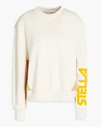 Stella McCartney Sweatshirt aus beflocktem Baumwollfleece mit Shell-Einsatz Weiß