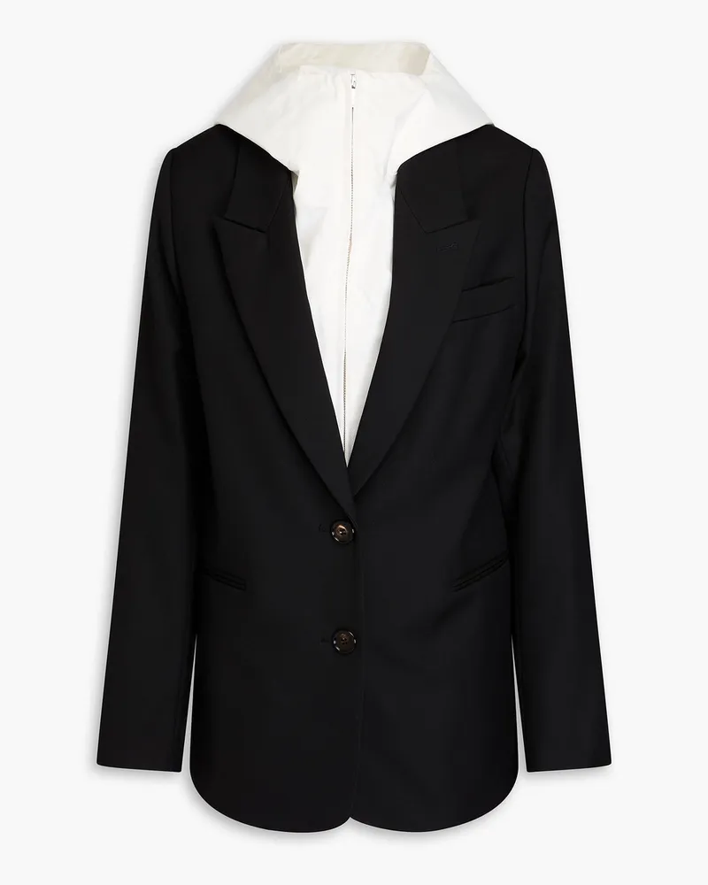 Tory Burch Paneled piqué, wool and canvas blazer Schwarz