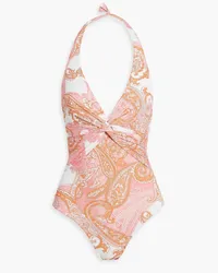 Melissa Odabash Zanzibar Neckholder-Badeanzug mit Paisley-Print und Twist-Detail Pink