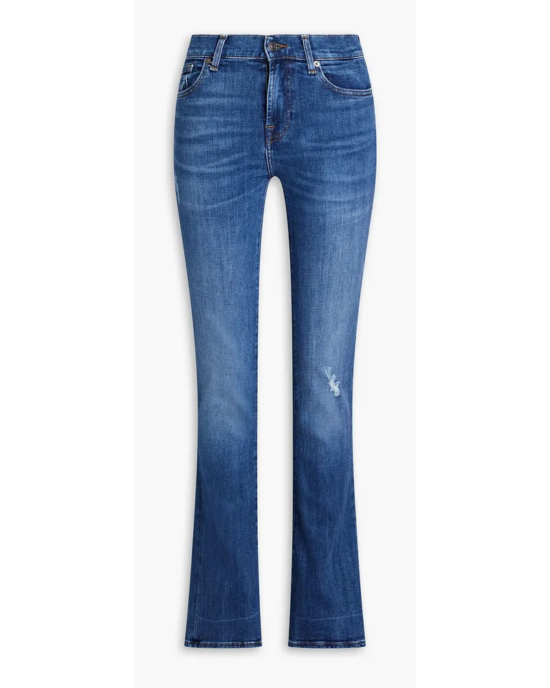 7 for all mankind Halbhohe Bootcut-Jeans inDistressedund ausgewaschener Optik Blau