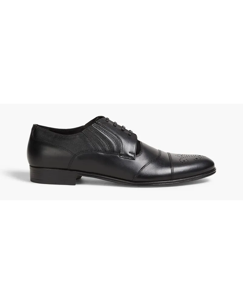 Dolce & Gabbana Derbys aus Glattleder und Leder mit Eidechseneffekt Schwarz