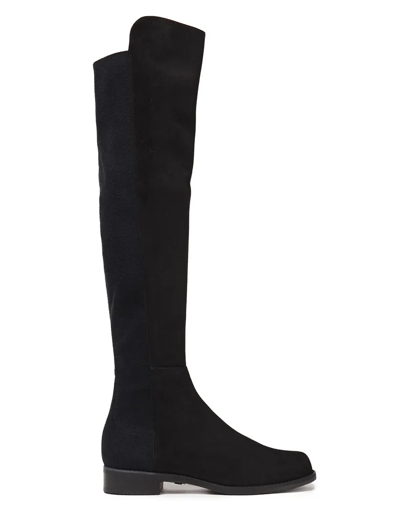 Stuart Weitzman Jersey-paneled suede over-the-knee boots Schwarz