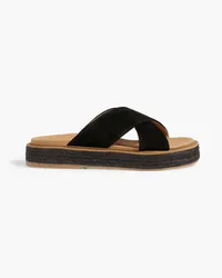 Iris & Ink Nattie Espadrille-Sandalen aus Veloursleder Schwarz