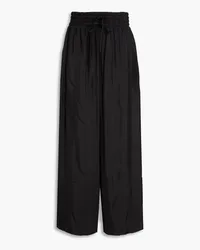 Jil Sander Cropped Hose mit weitem Bein aus Twill Schwarz