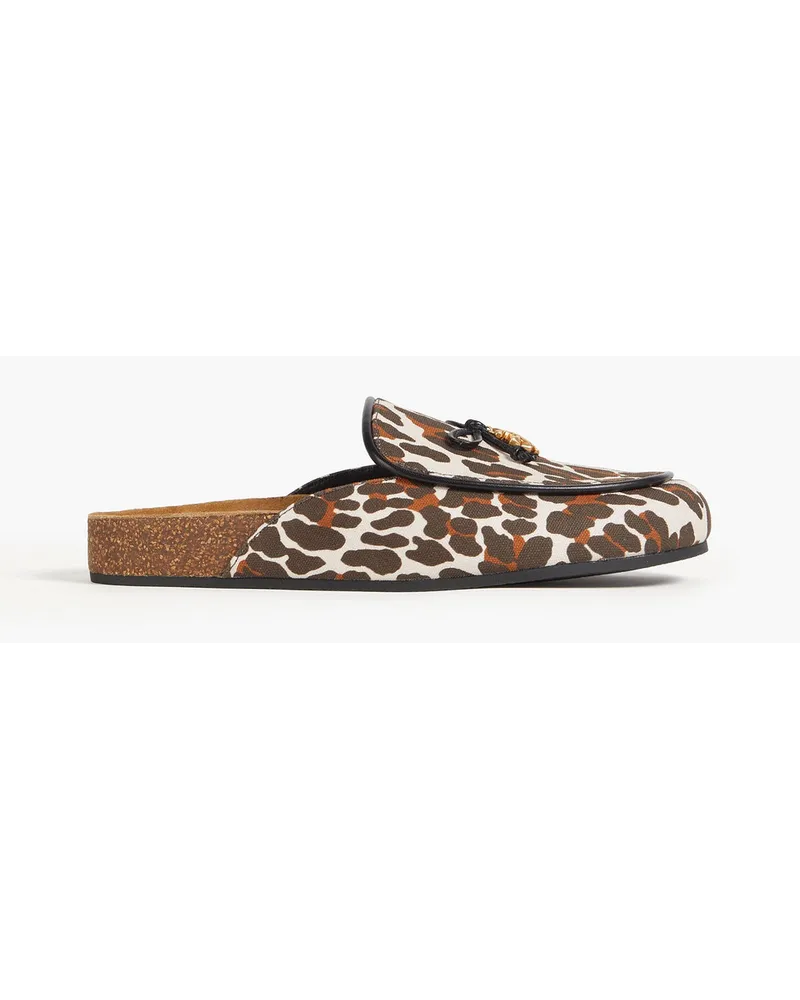 Tory Burch Tory Charm Mules aus Canvas mit Leopardenprint Animal-print