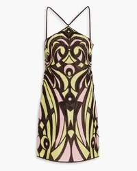 Emilio Pucci Minikleid aus Gaze mit Stickereien Gelb