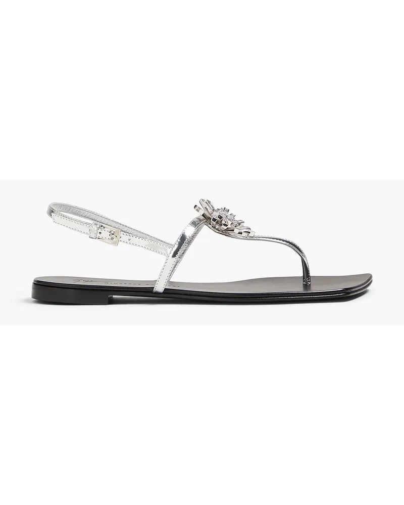 Giuseppe Zanotti Eris Sandalen aus verspiegeltem Leder mit Kristallverzierung Metallic