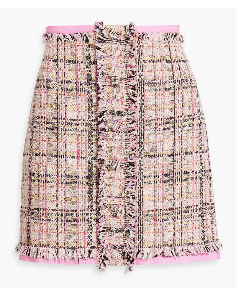 MSGM Minirock aus Tweed aus einer Baumwollmischung mit Fransen Pink