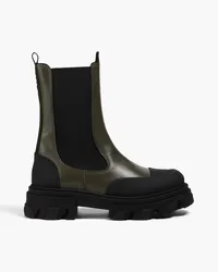 Ganni Chelsea-Boots aus Leder Grün