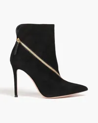 Gianvito Rossi Ankle Boots aus Veloursleder mit Reißverschlussdetails Schwarz