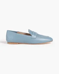 Stuart Weitzman Loafers aus Leder mit einklappbarer Fersenpartie und Nieten Blau