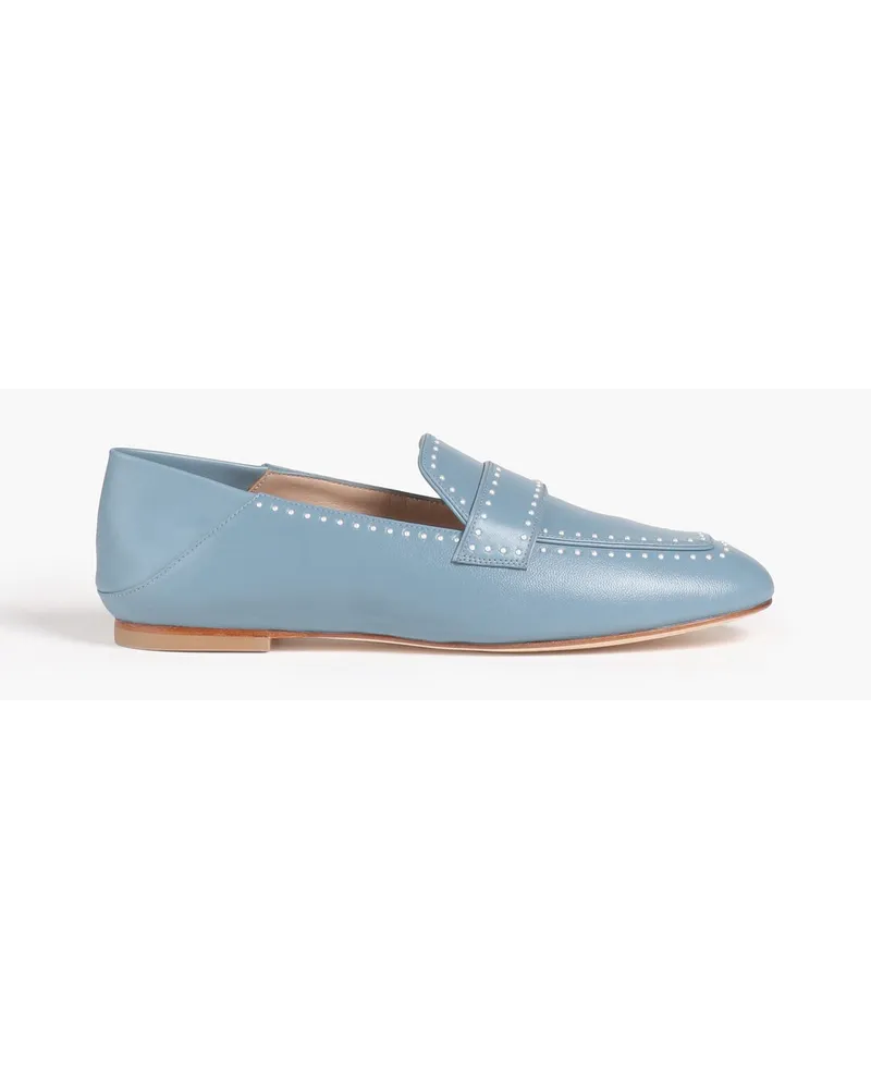 Stuart Weitzman Loafers aus Leder mit einklappbarer Fersenpartie und Nieten Blau