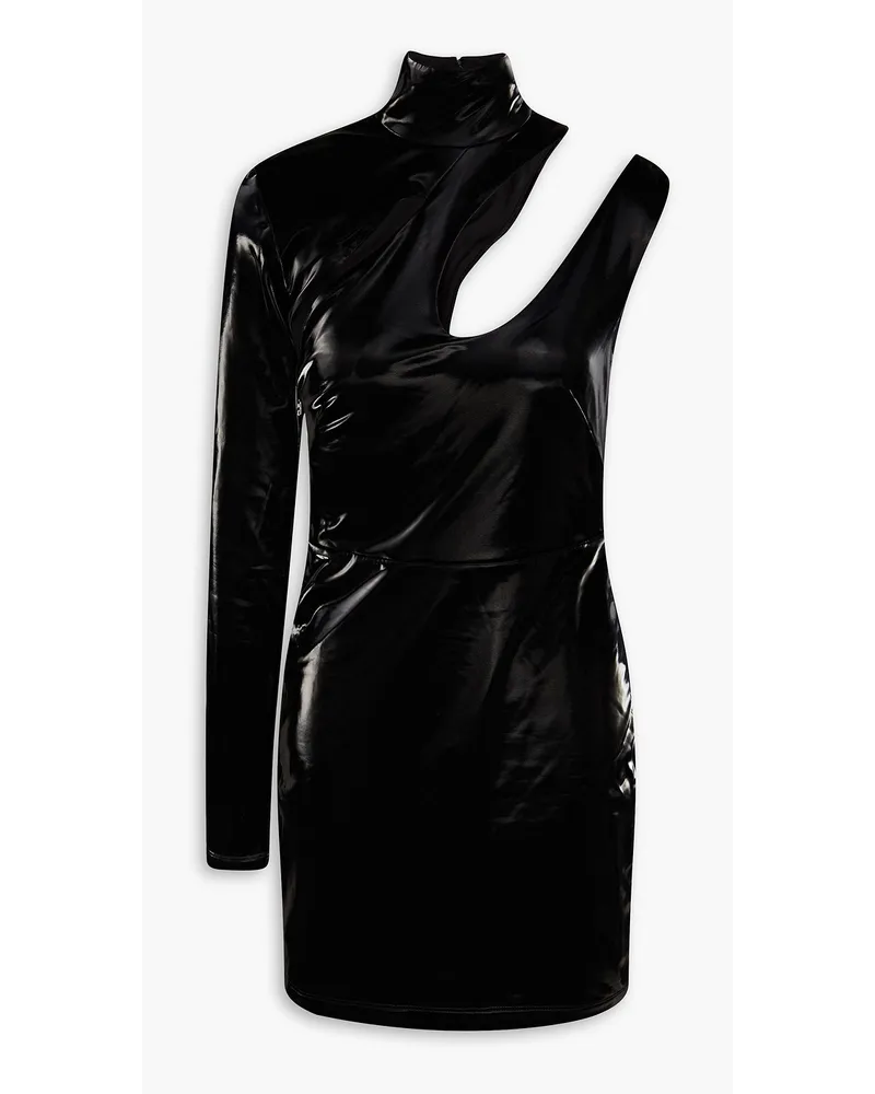 ROTATE Birger Christensen Fallen Minikleid aus Vinyl mit Cut-outs Schwarz